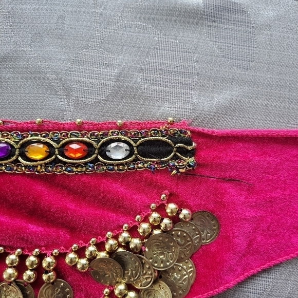Bellylady set of 2 Belly dance skirt gold coin hip scarf with rhinestones - Picture 16 of 16
